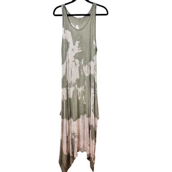 TieDye Handkerchief Hem Maxi Dress Asymmetric Cotton Boho Lagenlook Italy Resort - Picture 2 of 13